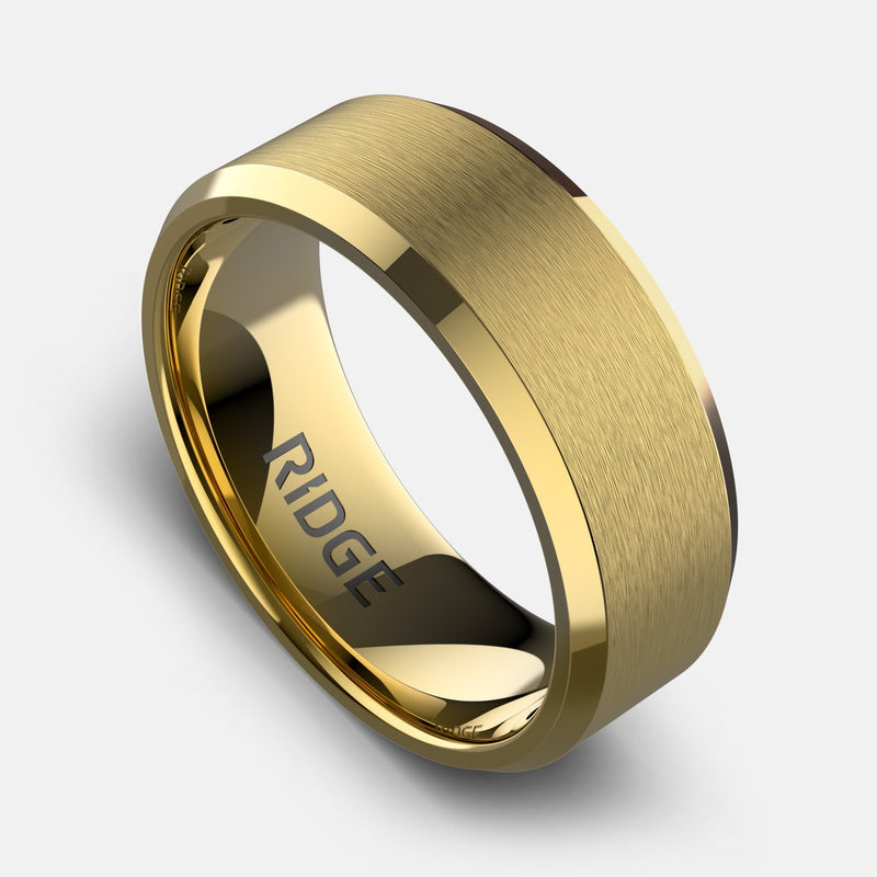 8 mm abgeschrägtes Ring-Set - 24K Gold - Tantalum