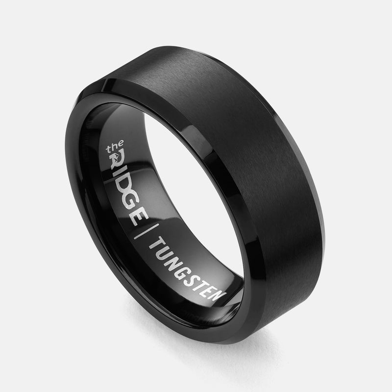 8 mm abgeschrägtes Ring-Set - Royal Black