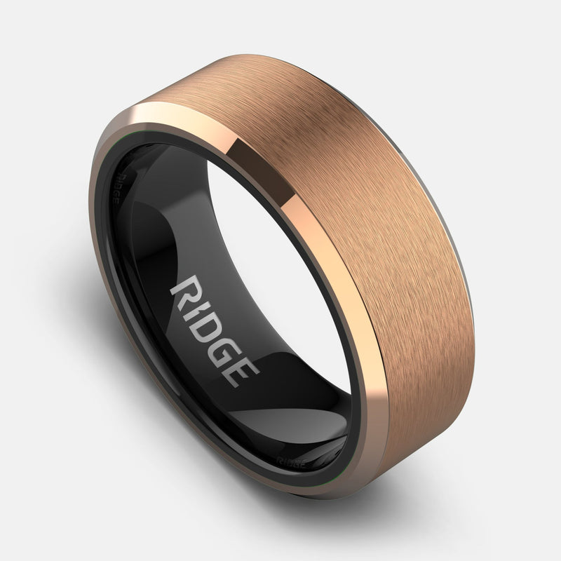 Ensemble d'anneaux biseautés 8mm - Or rose 18K