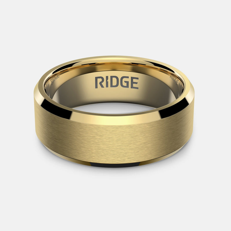 8 mm abgeschrägtes Ring-Set - 24K Gold - Tantalum