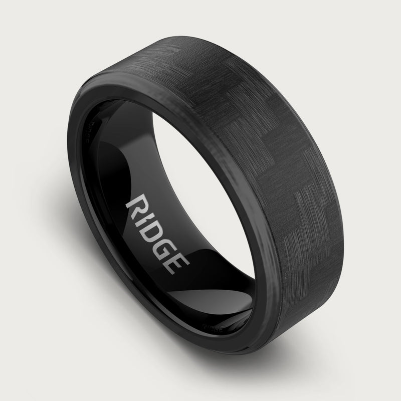 8mm Beveled Ring Set - Carbon Fiber 3K