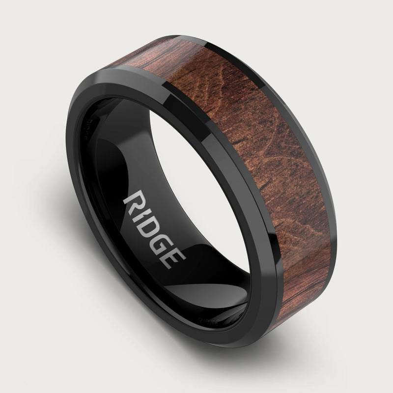 8 mm abgeschrägtes Ring-Set - Mopane Wood