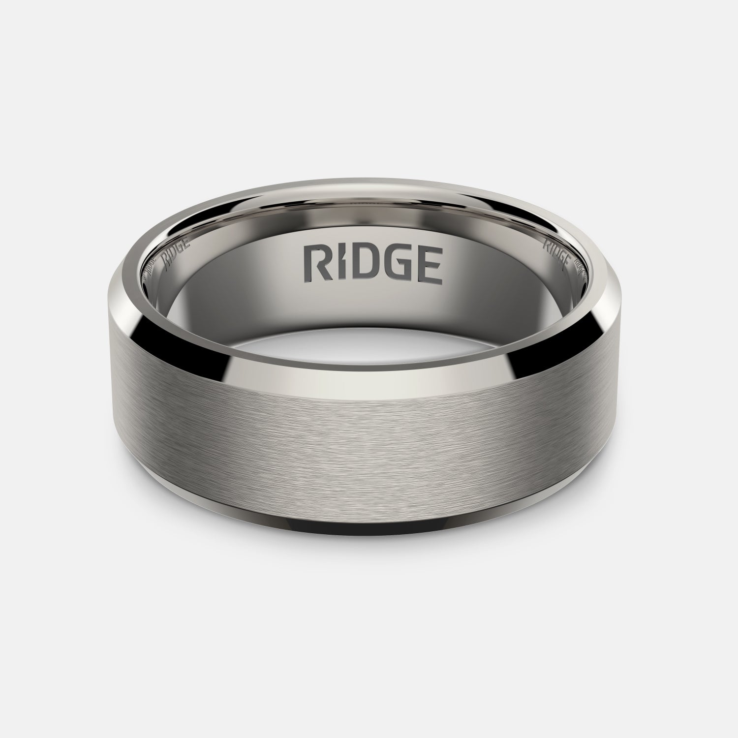 Ridge 8mm Beveled Ring Set - Platinum | Tantalum