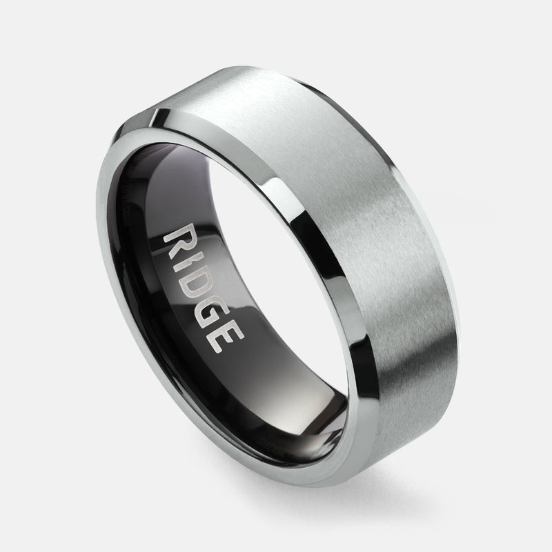 8 mm abgeschrägtes Ring-Set - Platinum