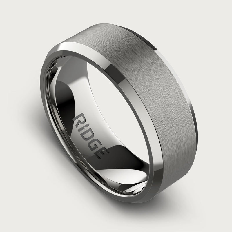 8 mm abgeschrägtes Ring-Set - Platinum - Tantalum