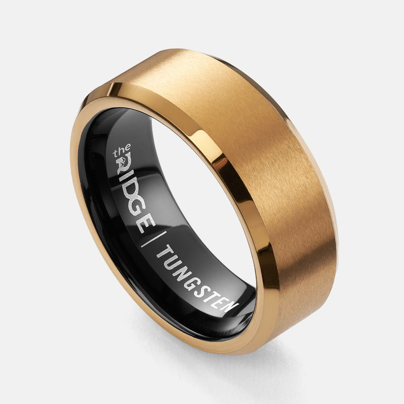 8 mm abgeschrägtes Ring-Set - 24K Gold