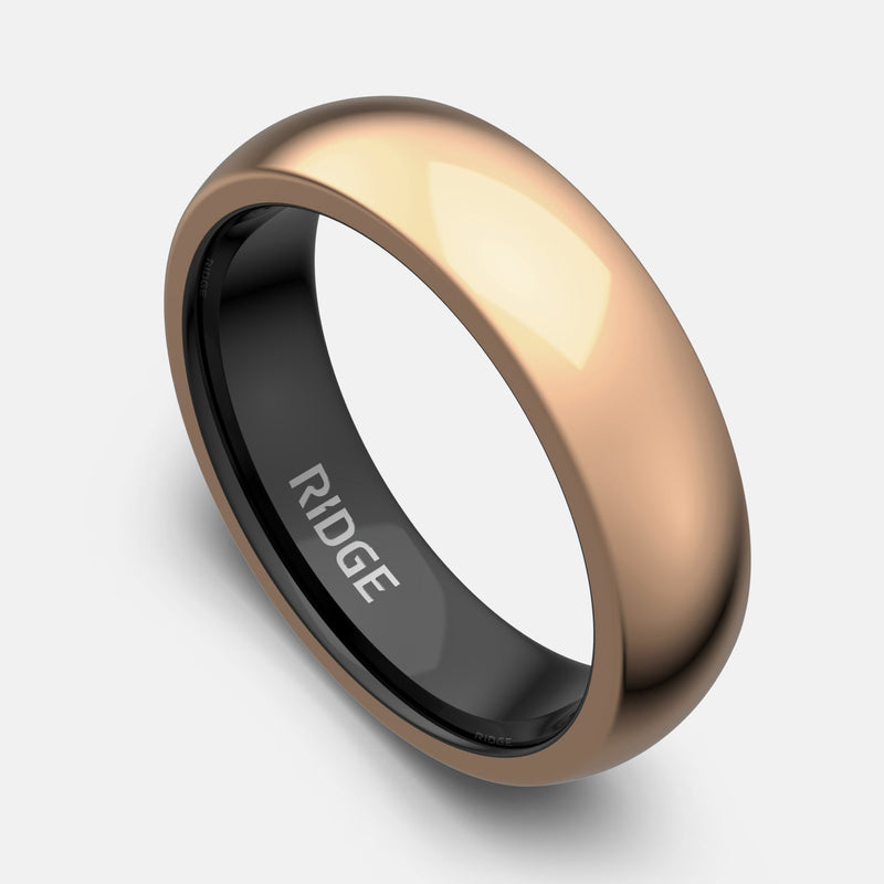 6 mm abgerundetes Ring-Set - 18K Rose Gold