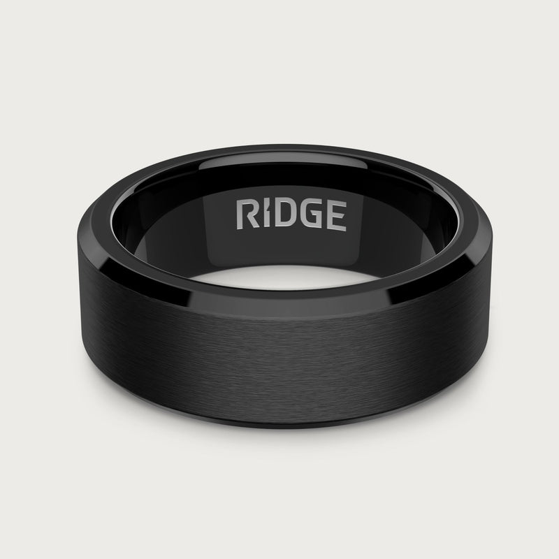 8mm Beveled Ring Set - Royal Black