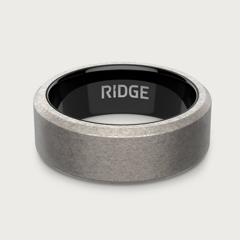 8mm Beveled Ring Set - Stonewashed Titanium