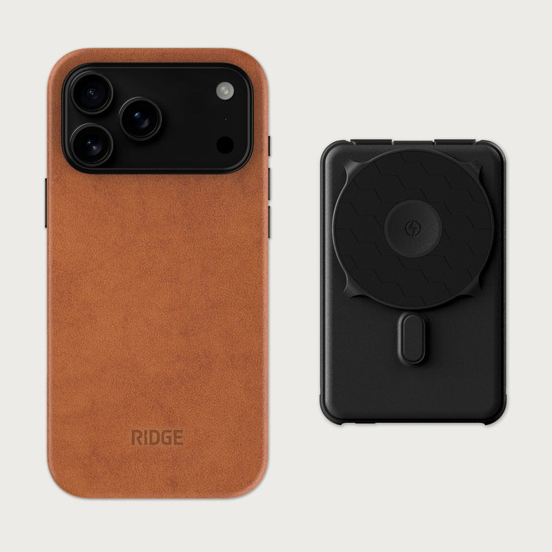 Ridge Everyday Charging Kit - iPhone 18 Pro Max - Tobacco Brown Leather