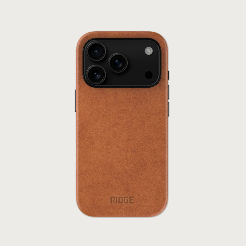 Ridge Phone Case - iPhone 18 Pro - Tobacco Brown Leather