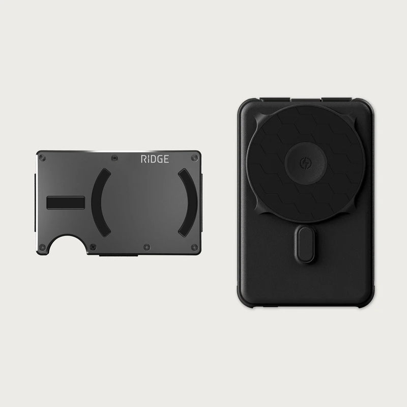 Ridge Portemonnee voor MagSafe + powerbank - Gunmetal + Matte Black