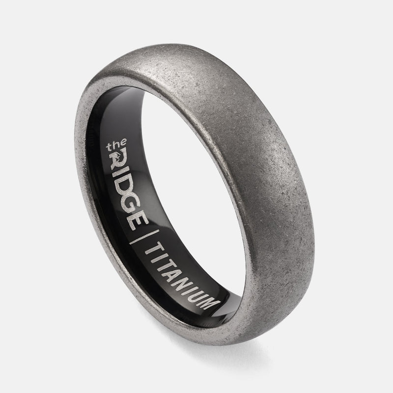 6 mm abgerundetes Ring-Set - Stonewashed Titanium