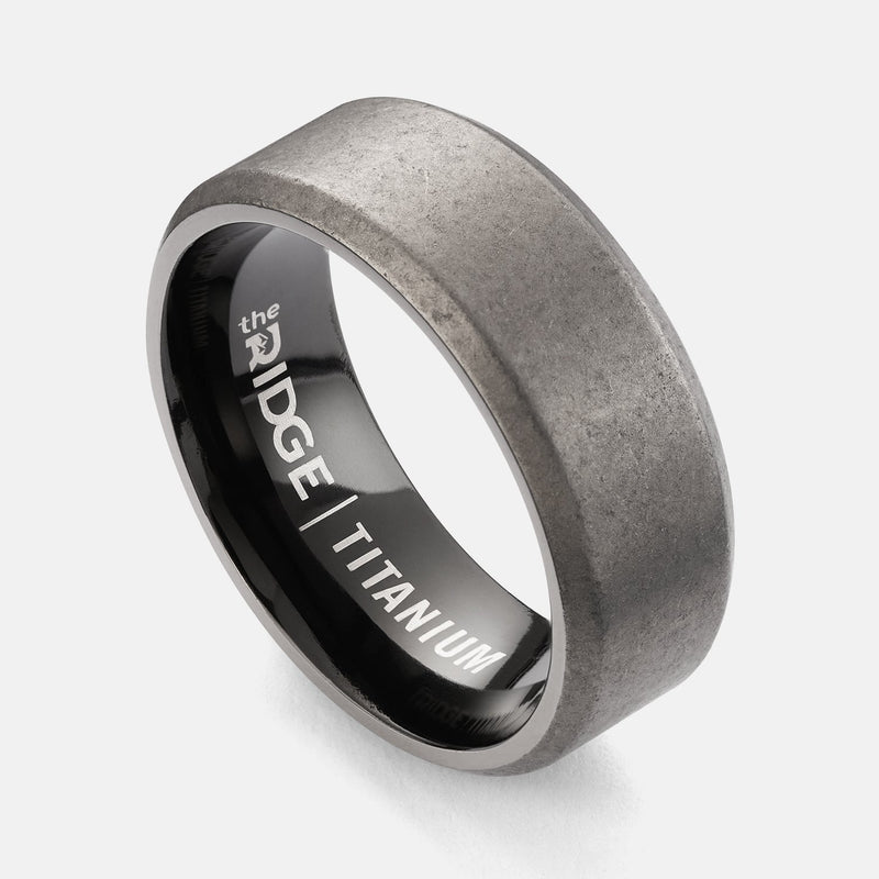 Ensemble d'anneaux biseautés 8mm - Titane stonewashed