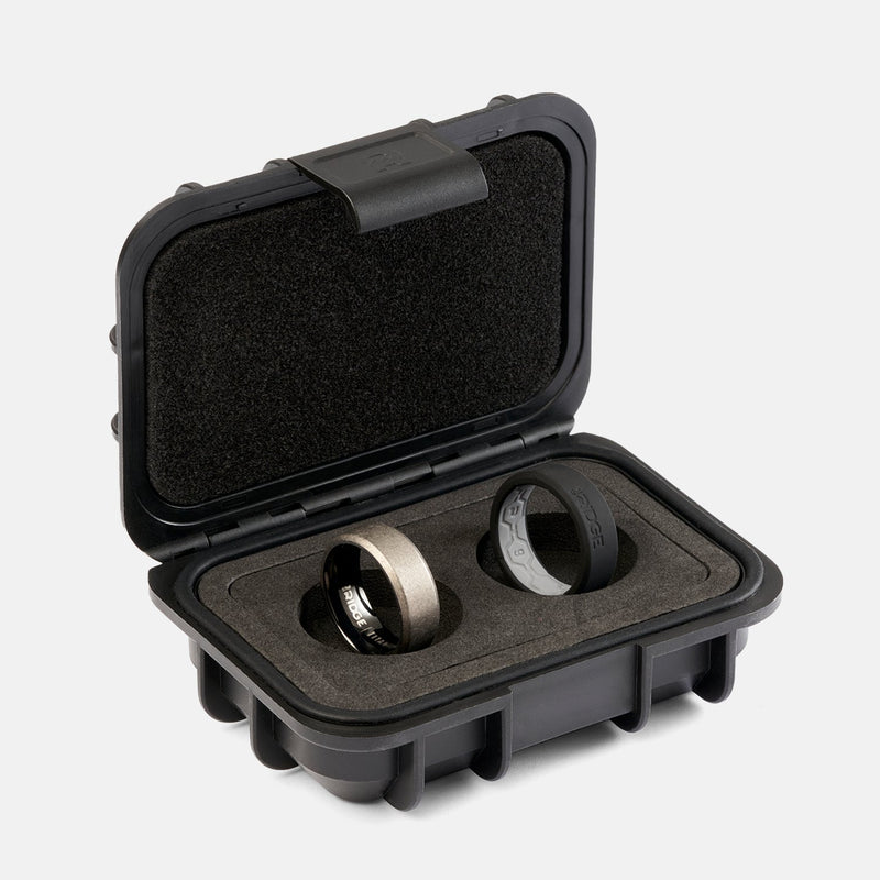 Ensemble d'anneaux biseautés 8mm - Titane stonewashed
